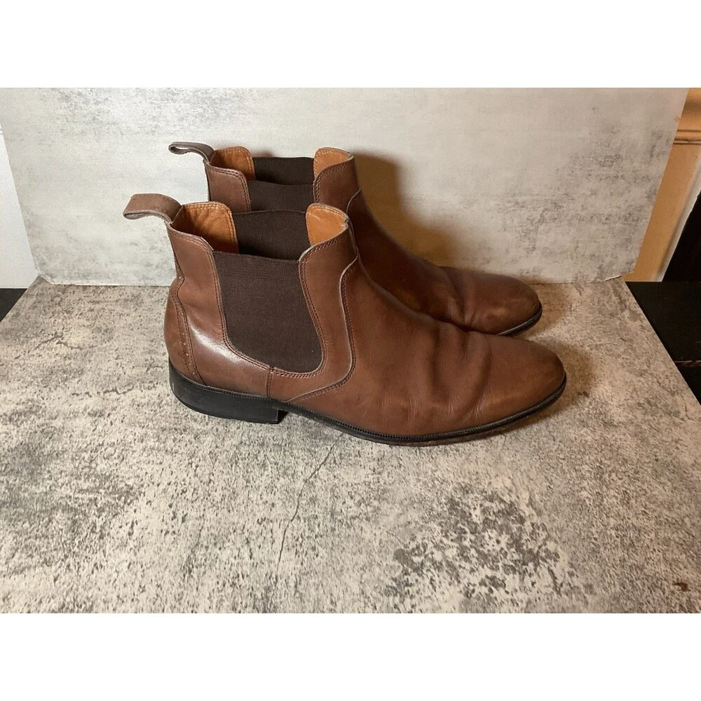 JOHNSTON & MURPHY Calder Chelsea Boots Men's SIZE 10M Brown Leather Slip On